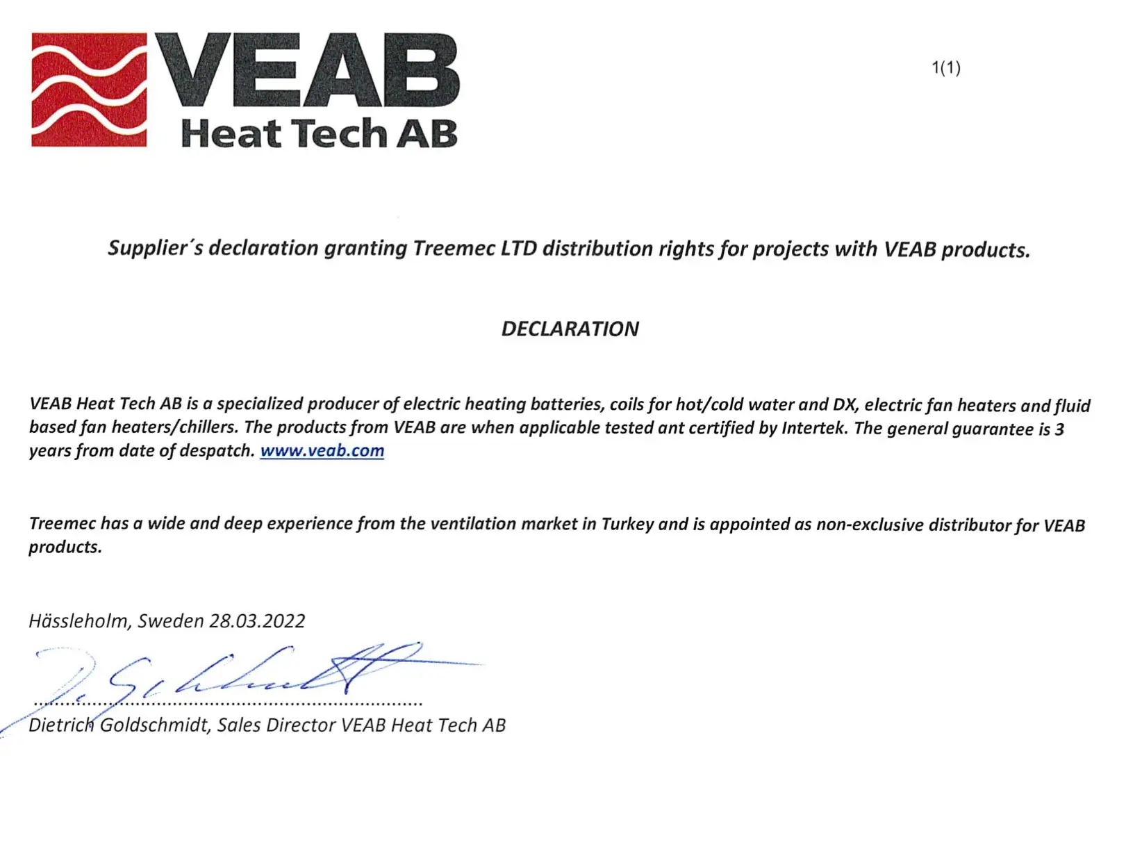 Treemec and VEAB have become sales partners image